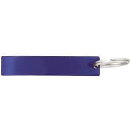 A drink bottle opener in purple, featuring a simple design and attached to a metal keyring.