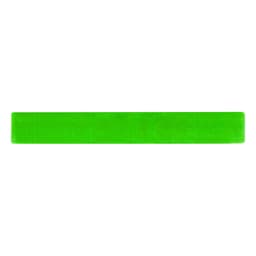 A reflective slap wristband in bright green, featuring a textured pattern. It has a logo on one side.