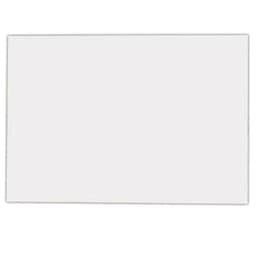 A square cut fridge magnet in a plain white finish. Features a subtle border and includes a logo.