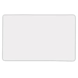 A rectangular magnet with rounded corners, featuring a plain white surface.