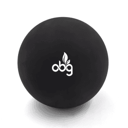 A black high bounce ball with a logo. The surface appears smooth and rounded, ideal for fun and games.