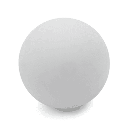 A white high bounce ball with a smooth surface, featuring a logo on it.