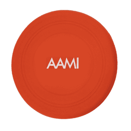 An orange silicone frisbee featuring a logo in the centre. Suitable for outdoor play and recreational activities.