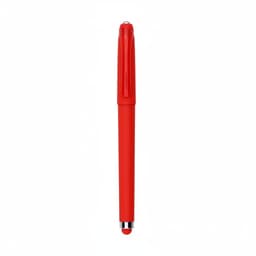 A red fidget gel pen with a glossy finish and a silver accent, featuring a clip and a rubber tip.