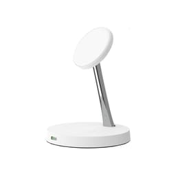 A white Magsafe 2-In-1 wireless charger with a sleek stand and a circular charging pad on top.