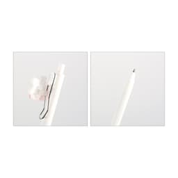 A white acrylic pen with a metal clip, featuring a transparent top and a smooth writing tip.