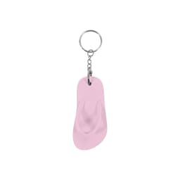 A pink thongs-shaped keyring with a metal chain and keyring attached.