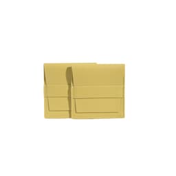 A yellow PU leather flip jewelry pouch featuring a sleek design with a front pocket. It has a logo on the surface.