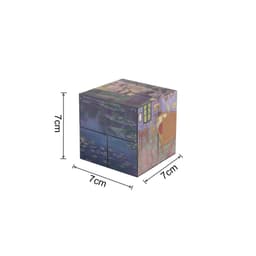 A 3D puzzle cube featuring colourful artwork on all sides, measuring 7cm x 7cm x 7cm. Includes a logo.