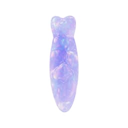 A fish-shaped iridescent hair clip in shades of purple and blue, featuring a glossy, marbled design.