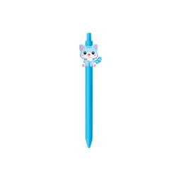 A blue pen featuring a cute cat design as the top. The pen has a playful character and includes branding.