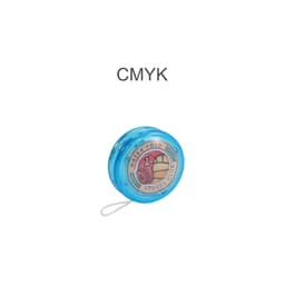 A blue yoyo featuring a design with a water polo ball and logo in the centre.