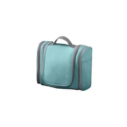 A teal large capacity storage bag with grey accents and dual zippers, featuring a sturdy handle on top.