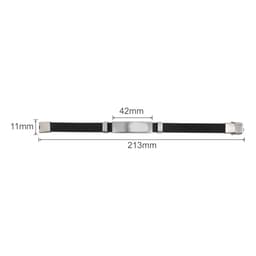 A metal buckle latch bracelet featuring a sleek design with a silver buckle and a black strap, measuring 213mm in length.