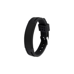 A sleek black metal strap bracelet with a smooth, rectangular face and adjustable rubber strap.