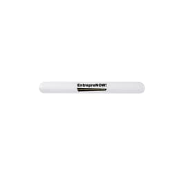 A white silicone slap band featuring a branding logo. Suitable for exhibitions and events.