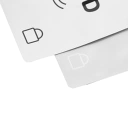 A white RFID passport holder with minimalist design elements and a logo.