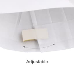A white disposable non-woven kids chef hat with an adjustable feature inside. It has a simple design.