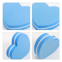 A pack of 50 heart-shaped nail files in a light blue colour with white striped detailing.