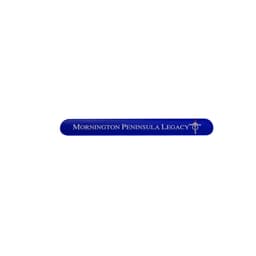 A blue silicone slap band with a logo displayed in white text.