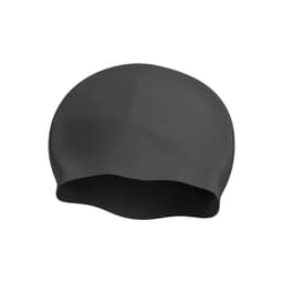A seamless silicone swimming cap in black, featuring a smooth, fitted design and no visible branding.