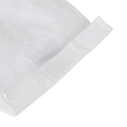 A white Tyvek cooler lunch bag with a Velcro closure and textured surface, featuring a logo.