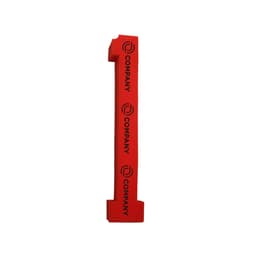 A red foam cheer stick shaped like the number one, featuring a simple logo.
