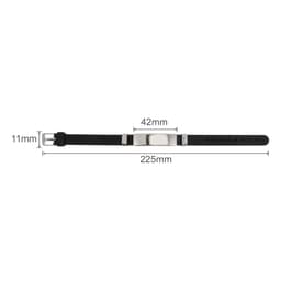 A black Metal Silica Bracelet with a silver clasp, measuring 225mm in length and 11mm in width.