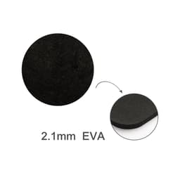 A round black coaster made of 2.1mm EVA material, featuring a smooth, flat surface.