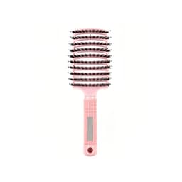 A pink Detangler Bristle Hairbrush with a textured handle and rounded bristles, designed for smooth hair detangling.