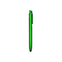 A green NFC touchscreen ballpoint pen with a sleek design and a clip for easy attachment.