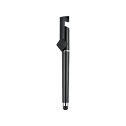 A sleek black pen with a stylus tip and a unique clip design, featuring a subtle metallic accent.