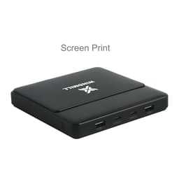 A black 20000mAh power bank with multiple ports and a logo, designed for charging laptops and devices.