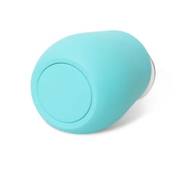 A light blue, egg-shaped reusable coffee cup featuring a double wall design and a smooth finish.