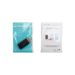 A USB data blocker in a clear pouch, featuring a black design, with a built-in smart fast charging chip.