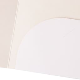 A4 full colour presentation folder in cream with a rounded pocket and a logo.