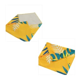A yellow self-adhesive cloth with a tropical leaf design, featuring a soft underside. It has a logo visible.