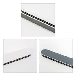 A pack of 10 triple-sided nail files in grey and white, featuring a sleek design and a logo.