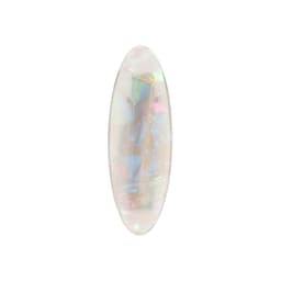 An oval iridescent hair clip featuring shades of pastel colours and a shiny finish, set against a white background.