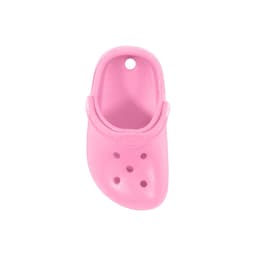 A pink clog shoe-shaped charm with ventilation holes, designed as a decorative accessory.