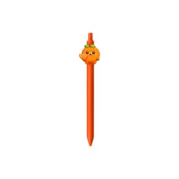 An orange pen with a cute orange character holding a slice, featuring a glossy finish and bright colour.
