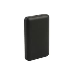 A black 10000mAh magnetic power bank with a sleek design and a logo on its surface.