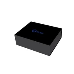 A large foldable magnetic box in black featuring a logo on the top.