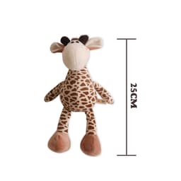 A giraffe plush toy with a brown and cream spotted pattern, measuring 25 cm tall. It features a soft, cuddly design.