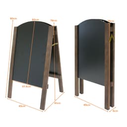 A-frame chalkboards in dark wood, showcasing a sturdy design with two chalkboard surfaces and measurement details.