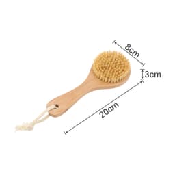 A round body brush with a short wooden handle and a natural bristle head, measuring 20cm in length and 8cm in width.