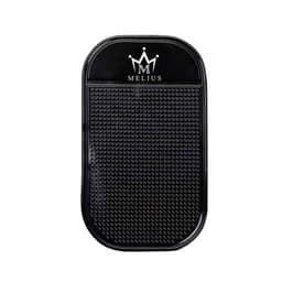 A black dashboard mat with a textured surface and a logo at the top.