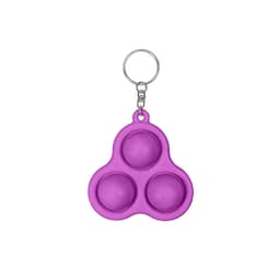 A purple keychain featuring three bubble-like designs, with a metal keyring attached.