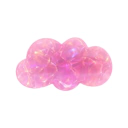 A pink iridescent alligator hair clip shaped like a cloud, featuring a glossy, shiny finish.