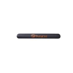 A black silicone slap band featuring a logo. Ideal for exhibitions and events.